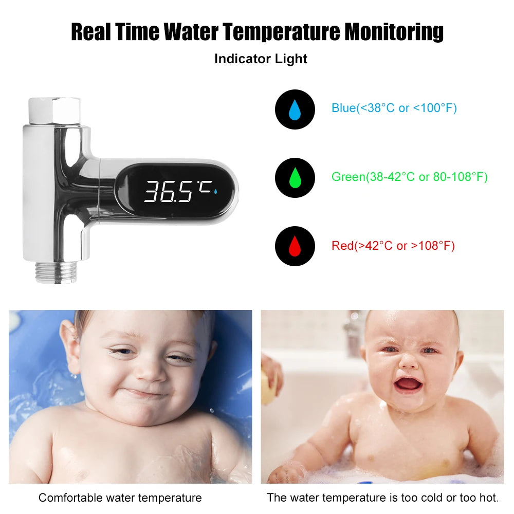 Shower Faucets Water Thermometer Bathing Temperature Meter Hot Tub Water Temperature Monitor Electricity Home LED Display