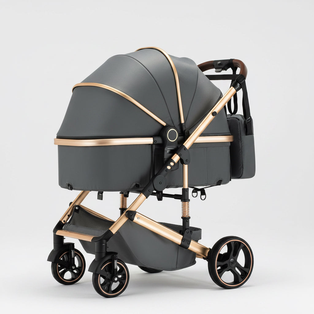 3 in 1 Baby Stroller with One-Touch Folding,3 in 1 Prams Travel System, Lightweight Foldable Pushchair, Prams with Aluminum Frame for Portable Baby Carriage (H9 Dark Grey, H9)