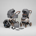 3 in 1 Baby Stroller with One-Touch Folding,3 in 1 Prams Travel System, Lightweight Foldable Pushchair, Prams with Aluminum Frame for Portable Baby Carriage (H9 Dark Grey, H9)