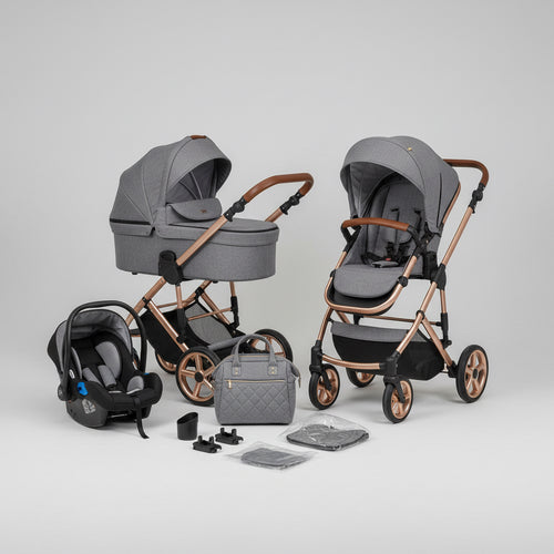 3 in 1 Baby Stroller with One-Touch Folding,3 in 1 Prams Travel System, Lightweight Foldable Pushchair, Prams with Aluminum Frame for Portable Baby Carriage (H9 Dark Grey, H9)