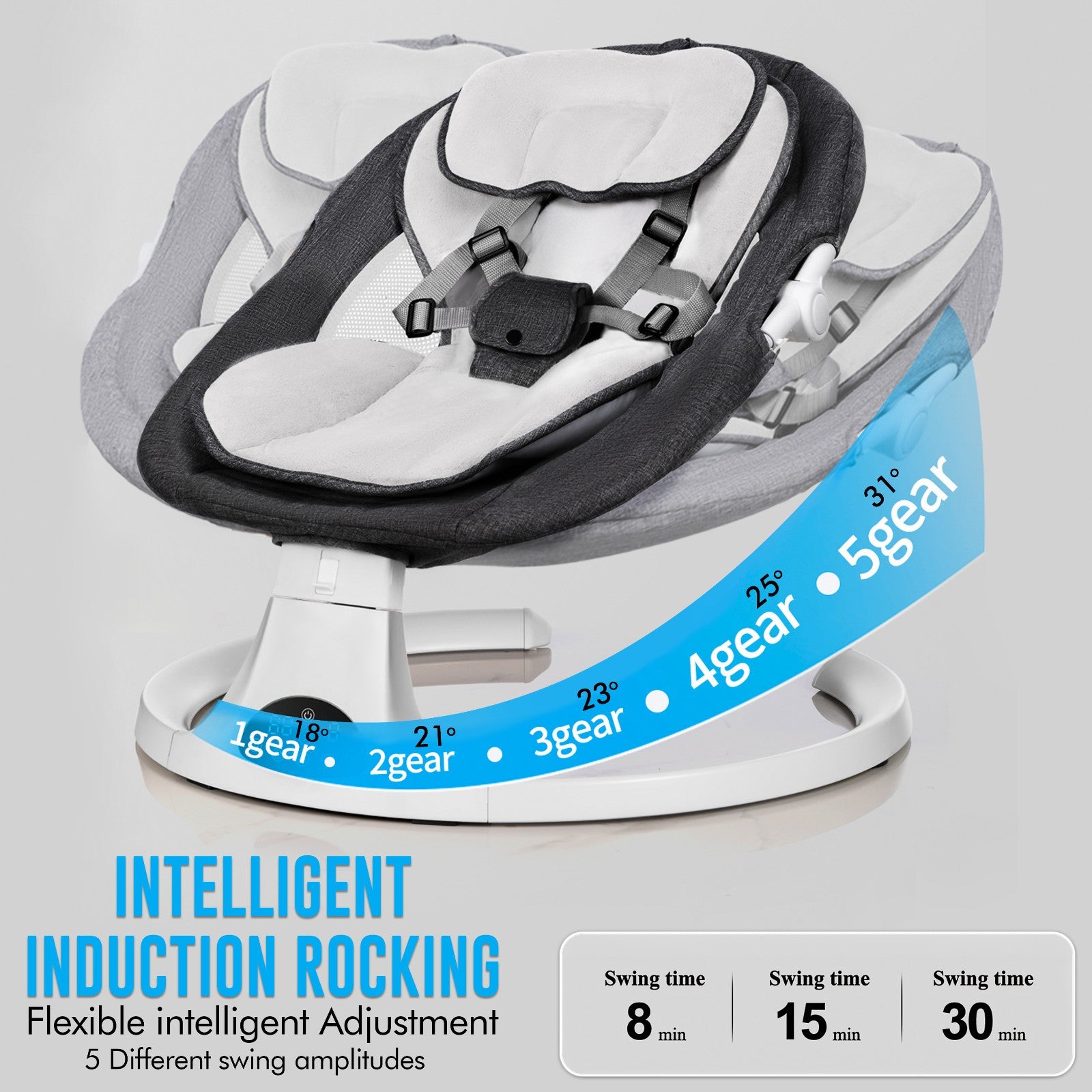 Bluetooth Electric Baby Swing Infant Music Cradle Bouncer Chair Rocker Remote UK