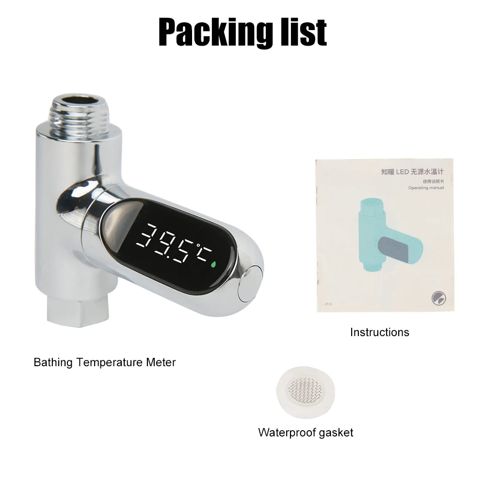 Shower Faucets Water Thermometer Bathing Temperature Meter Hot Tub Water Temperature Monitor Electricity Home LED Display