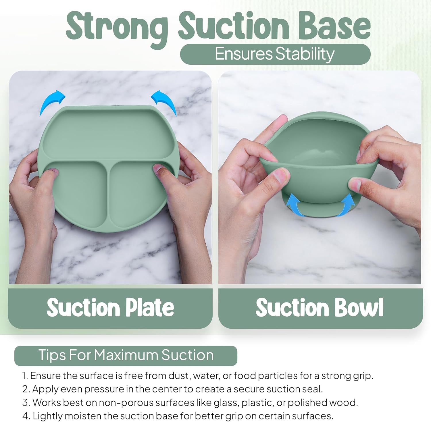 11-Piece Baby Weaning Set | Baby Led Weaning Feeding Supplies for Toddlers | Baby Feeding Set with Bpa-Free Suction Bowl, Silicone Baby Feeding Set, Spoons, Bibs, and Food Plate Kit | Green V1