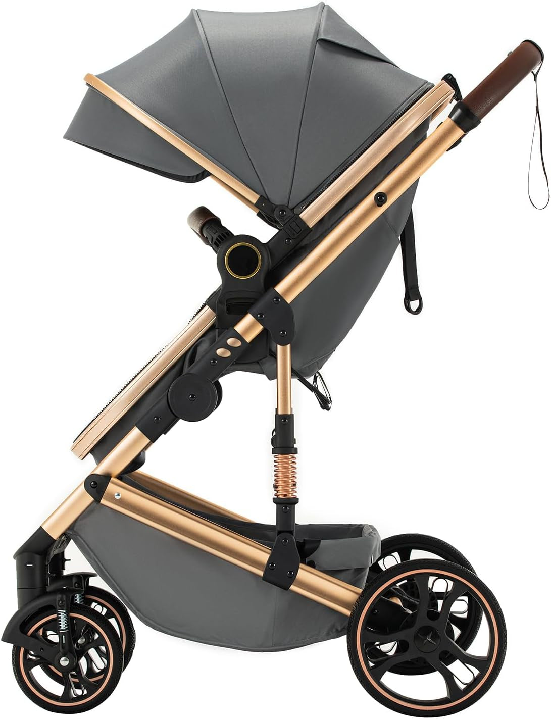 3 in 1 Baby Stroller with One-Touch Folding,3 in 1 Prams Travel System, Lightweight Foldable Pushchair, Prams with Aluminum Frame for Portable Baby Carriage (H9 Dark Grey, H9)