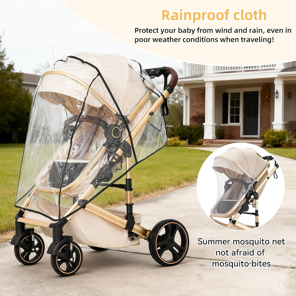 3 in 1 Baby Stroller with One-Touch Folding,3 in 1 Prams Travel System, Lightweight Foldable Pushchair, Prams with Aluminum Frame for Portable Baby Carriage (H9 Dark Grey, H9)