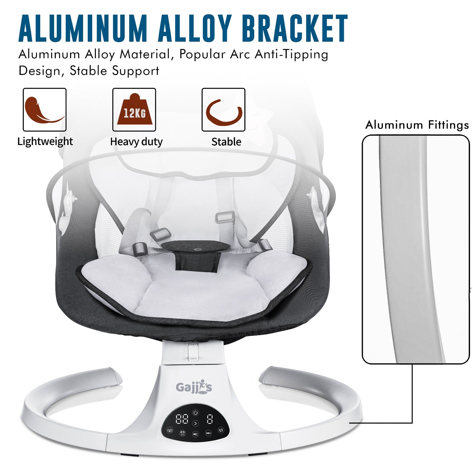 Bluetooth Electric Baby Swing Infant Music Cradle Bouncer Chair Rocker Remote UK